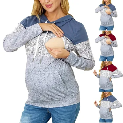 Pregnancy Maternity Breastfeeding Clothes Pregnant Women Nursing Warm Long-sleeve Drawstring