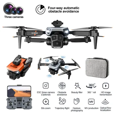 K6 MAX Quadcopter features built-in electronic control triple cameras, 360° obstacle avoidance,