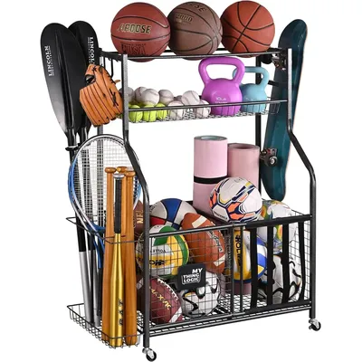 Garage Sports Equipment Organizer, Ball Storage Garage Large Capacity, Sports Organizer for Garage