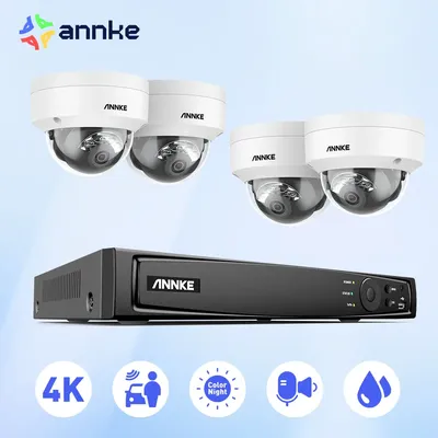 ANNKE 4K 8CH POE Network Video Surveillance System NVR Recorder With 8PCS 4PCS 8MP Audio Recording