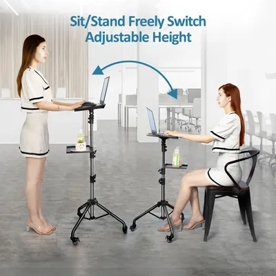 145cm Projector Tripod Stand Laptop Tripod Adjustable Height 23 to 63" Standing Desk Outdoor