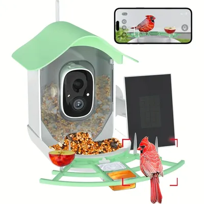 Smart Bird Feeder With Camera, AI Identify Bird Species & Solar Panel, Bird Watching Camera, Auto