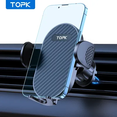 TOPK Car Phone Holder Mount,[Upgraded Support Function] Metal Hook Cell Phone Holder For Car Air