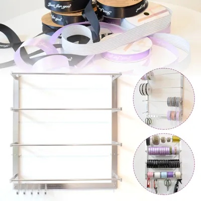 Thread Holder Organizer Wire Spool Rack Sewing Tool Ribbons Roll Storage Silver