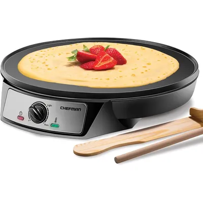 Electric Crepe Maker & Griddle, Precise Temperature Control Skillet for Perfect Brunch Blintzes,