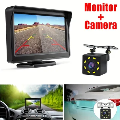 Car Rear View Backup Kit 4.3 inch Monitor Reverse Camera LED Night Vision Parking Assistant for Car