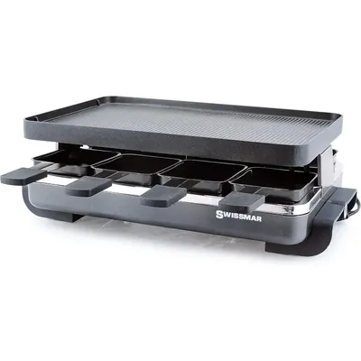 Swissmar KF-77041 Classic 8-Person Raclette Party Grill with Reversible Cast Aluminum Non-Stick