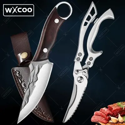 2pcS, Kitchen Boning Knife Meat Cleaver Butcher Knife Fruit Knife Kitchen Vegetable Knife Kitchen