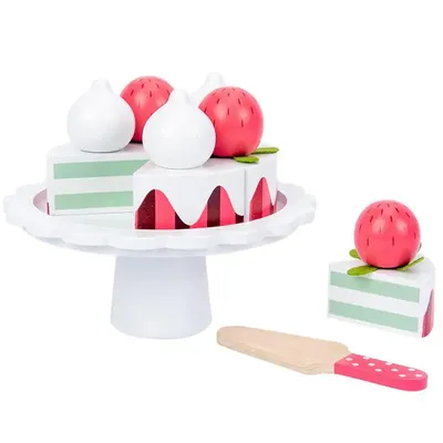 Pretend Play Cake Set Safe Educational Toy Realistic Kitchen Playset Wooden Play Food Pretend Food