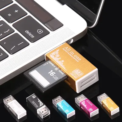 5 Colors Smart All In One Card Reader Multi In 1 Card Reader SD/SDHC MMC/RS MMC TF/MicroSD MS/MS