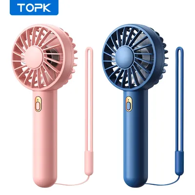 TOPK 2-Pack Handheld Mini Fan Portable USB Rechargeable Small Hand Held Fan & Base Personal Desk Fan