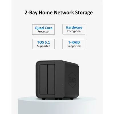 TERRAMASTER F2-212 2Bay NAS - Quad Core 1GB RAM DDR4 Personal Private Cloud Network Attached Storage