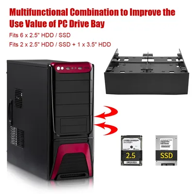 OImaster 2.5" / 3.5" HDD / SSD to 5.25" Floppy Drive Bay Computer Mounting Bracket