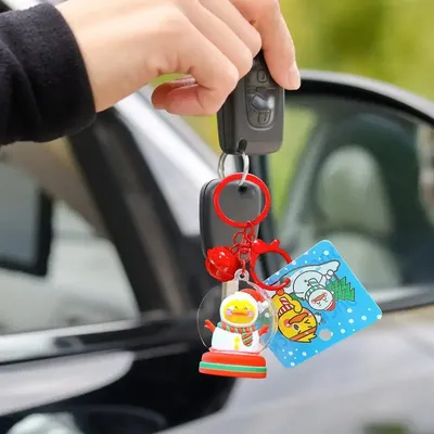 Cute Duck Keychain Christmas Cute Keychains Ducky Pendant Car Key Chain Bag Pendant Santa Duck Key