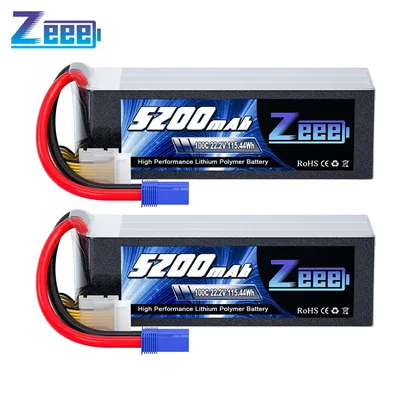 1/2pcs Zeee 6S 5200mAh FPV Drone Lipo Battery 22.2V 100C with EC5 Plug for RC Car Truck Airplane