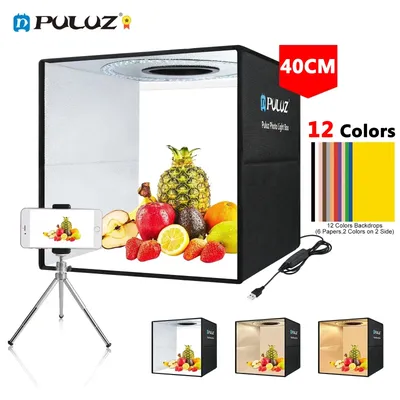 PULUZ 40CM Photography Lightbox,Photo Studio Light Box,Dimmable Softbox Photo Studio Shooting Tent