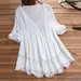 Women Tops And Blouses Spring Summer Cotton Lace Blouse Crochet Lace Blouses Shirt Women 3/4 Sleeve