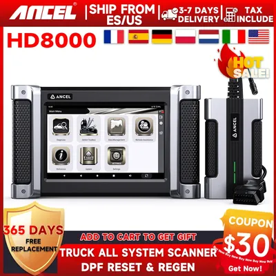 ANCEL HD8000 Heavy Duty Truck Scanner All System Diesel Truck Scanner Diagnostic Tool DPF Forced