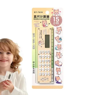 Kids Calculator For School Small Cartoon Ruler Calculator Lightweight Desktop Calculator Battery