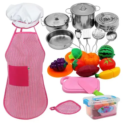 Kids Kitchen Playset Cooking Toy Set With Pot Pan Food Pretend Play Sensory Toys For Early