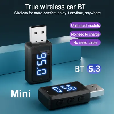 USB Car Bluetooth 5.3 Wireless FM Transmitter Audio Receiver Handsfree Call Car Kit Auto Wireless