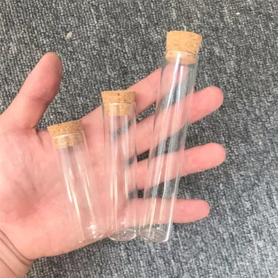 100pcs 18ml 22ml 30ml Mini Corks Bottles Clear Glass Straight Mouth Jars Empty Healthy and