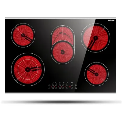 Karinear 30 Inch Electric Cooktop 5 Burners Ceramic Cooktop, Drop-in Electric Radiant Cooktop 8400W