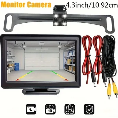 Car Rear View Camera Kit 4.3 inch Monitor with License Plate Camera Backup Reverse Camera for Car