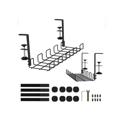 Under Desk Wire Organizer Wire Management Tray Under Table Cable Management Rack,16" No-Drill Cable