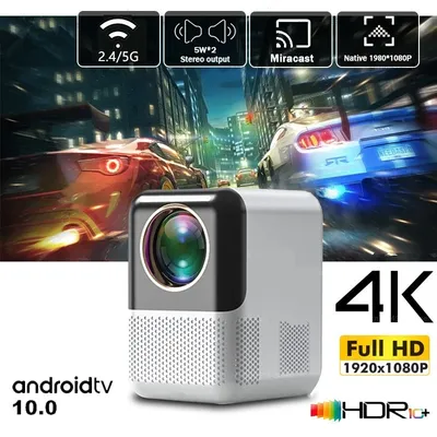 Portable Projector High Brightness 1280*720P Android10 BT5.0 2.4G&5G Dual WIFI Autofocus Correction