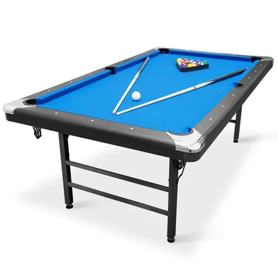 Portable Pool Table, Includes Full Set of Balls, 2 Cue Sticks, Chalk, and Felt Brush,Folding Pool