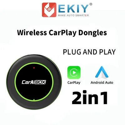 EKIY 2in1 CarPlay Ai Box Wireless CarPlay Adapter&Wireless Android Auto Dongle Box Plug&Play For Car