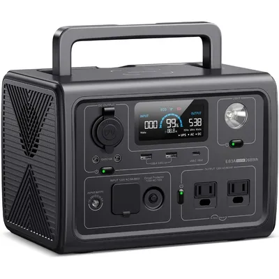 Portable Power Station EB3A, 268Wh LiFePO4 Battery Backup w/ 2 600W (1200W Surge) AC Outlets,