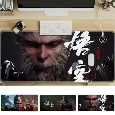 Black Myth: Wukong 90x40cm Monkey King Keyboard Pad Glowing Keyboard Cushion Desktop Decor Mat