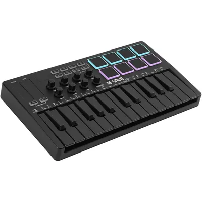 25 Key USB MIDI Keyboard Controller With 8 Backlit Drum Pads, Bluetooth Semi Weighted Professional