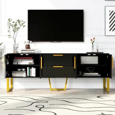 Floor Black Tv Cabinet Entertainment Center Stand Living Room Furniture Luxury Nordic Muebles De Tv