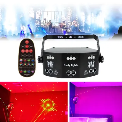 LOYALHEARTDY 15 Eye RGB DMX Laser Stage Strobe Light Projector LED DJ Disco Party Lighting With