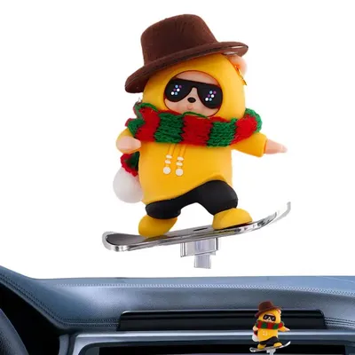 Car Interior Bear Skateboard Creative Car Interior Dashboard Decorations Cartoon Animal Funny