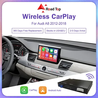 Road Top Wireless CarPlay for Audi A8 2012-2018, Support Android Auto, Mirrorlink Airplay Reverse