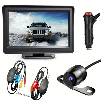 4.3"Monitor Wireless Car Backup Camera Rear View System With Night Vision Parking System Set 12V