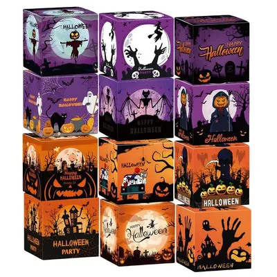 Halloween Candy Treat Box 6Pcs Snack Packaging Boxes Multipurpose Decorative Prop Paper Biscuit Box