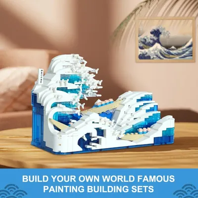 The Great Wave Micro Mini Building Set for Adults,Japan Kanagawa Surfing Building Blocks Home Office