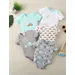 [5-piece set] Baby triangle onesie fun elephant small elephant short sleeve clothing climbing suit