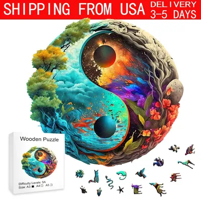 Tai Chi Wooden Puzzle Ocean And Forest Puzzle Toys Home Decoration Painting Holiday Gifts Stress