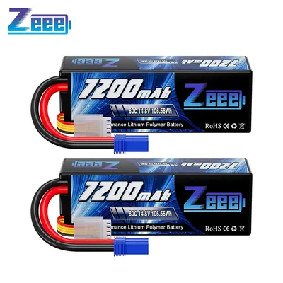 Zeee Lipo Battery 4S 7200mAh 14.8V 80C with EC5 Plug Hardcase for RC Car RC Airplane Boat Helicopter