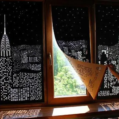 Unique Polyester Curtain Incredible Elegant Delicate City Night View Designs Blackout Hole Curtains