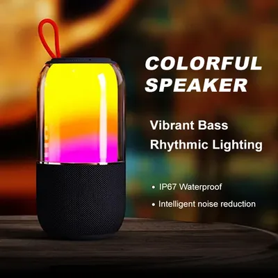 Bluetooth 5.3 Speaker LED Lights Wireless Outdoor Portable Speaker Stereo Bass Soundbar Outdoor