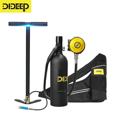 DIDEEP 1L Scuba Diving Cylinder Mini Oxygen Tank Set Respirator Air Tank Hand Pump for Snorkeling