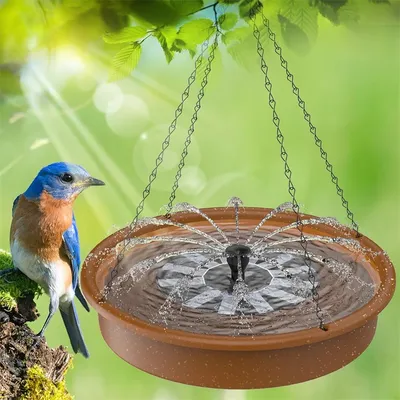 Hanging Birdbath with Solar Fountain Pump, Solar Fountain Multifunctional Basin for Bird Bath,