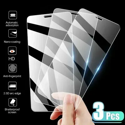 3PCS Full Cover Tempered Glass On the For iPhone 7 8 6 Plus 14 Screen Protector On iPhone X XR XS